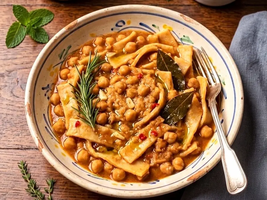 Lagane e ciciari, pasta fresca con ceci, cucina calabrese tradizionale